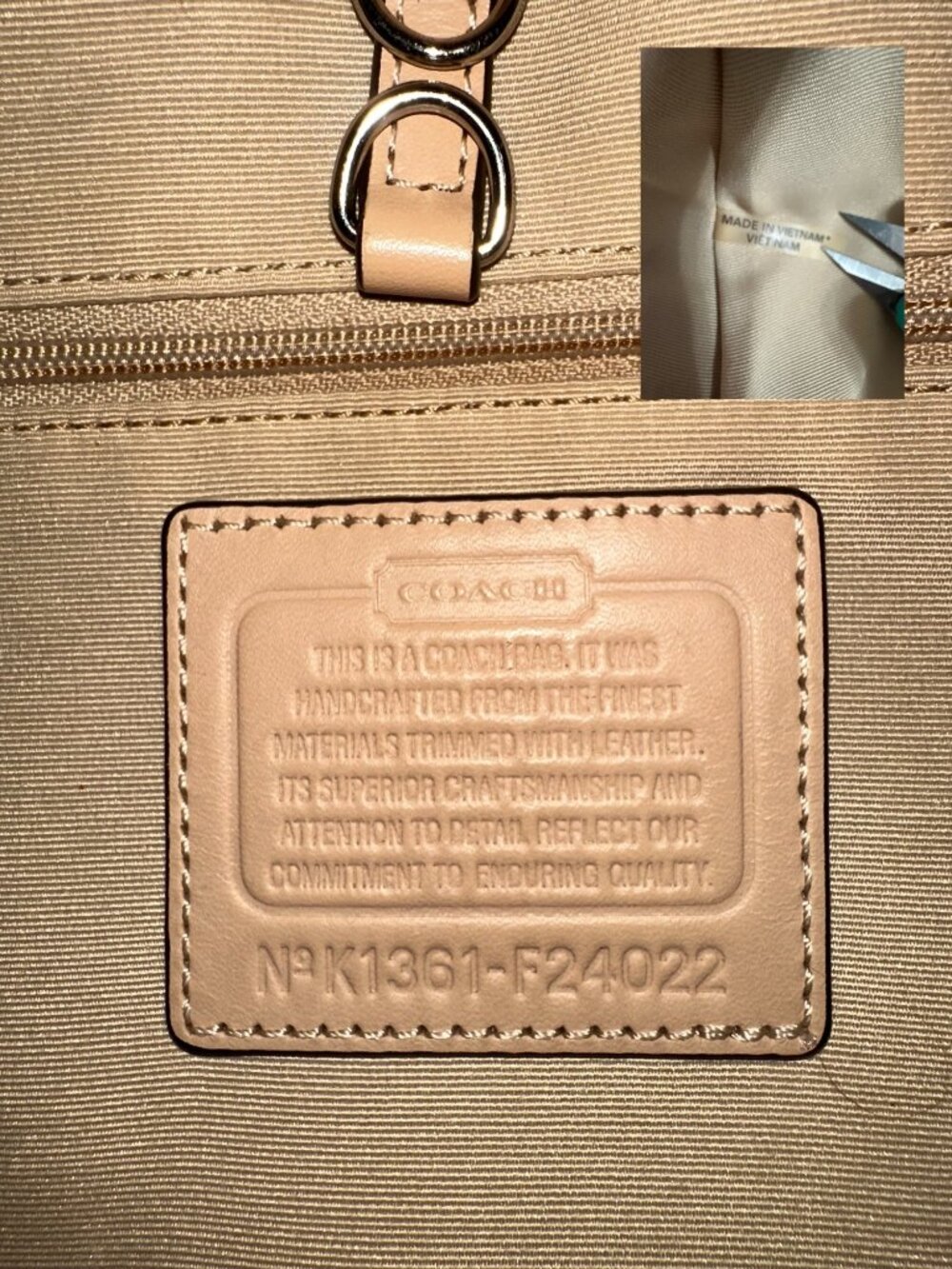 Coach Devin Shoulder Bag F24022 Orange Animal Print Canvas Tan Leather Tote - Picture 7 of 7